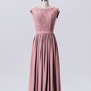 Pink, Blush, Mauve Lace Bridesmaid Dress